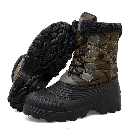 Winter Mid-calf Duck Boots for Men Warm Outdoor Snow Boots Waterproof Hunting Boots Working Boots Mens Camouflage Outdoor Shoes