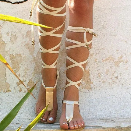 New Gladiator Women Flat Sandals Ladies Clip Toe Cross Strap Thong Sandals Shoes Woman Beach Free-binding Sandalen Dames 2021