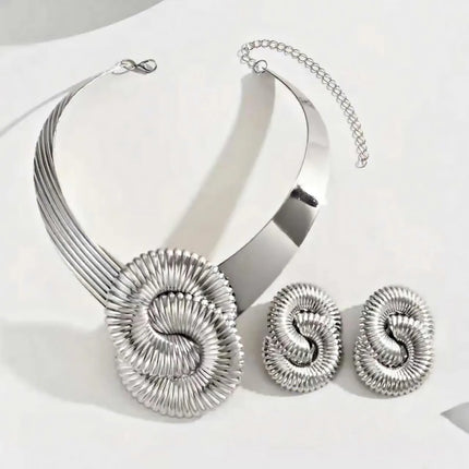 Trendy Exaggeration Bohemian Ocean Wind Party Geometric Sea Snail Symbol Necklace Earrings Bracelet Ring Set Jewelry Accessories