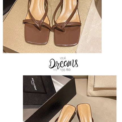 Flip-flops, Women Wear 2024 New Summer Half - Toe Sandals, Fashion Casual Mid-heel Chunky Sandals, Women's Shoes