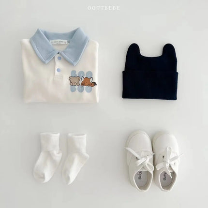 New Arrival Baby Boys Long Sleeve Cartoon Romper Turn-Down Collar  Infant Kids Jumpsuits Toddler Bodysuits Pure Cotton 0-3Y