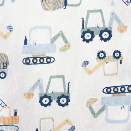 3PCS Summer Boys Three Piece Bodysuit Cartoon Car and Excavator Pattern Button Design Short Sleeve Bodysuit Mother's Day Gift