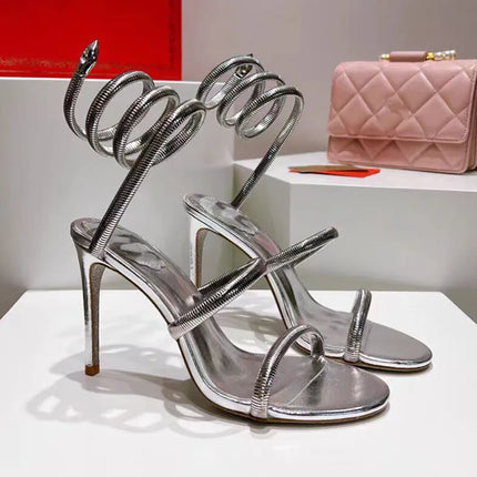 Star style Sexy Narrow band Coiled-strap Women Sandals Fashion Summer Stiletto High heels Gladiator Sandals Party Prom Shoes