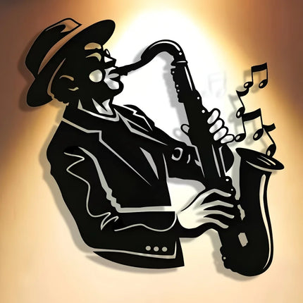 Elegant Saxophone Metal Wall Art - Minimalist Christmas Design, Perfect for Home & Office Decor, Living Room, Bedroom Decor