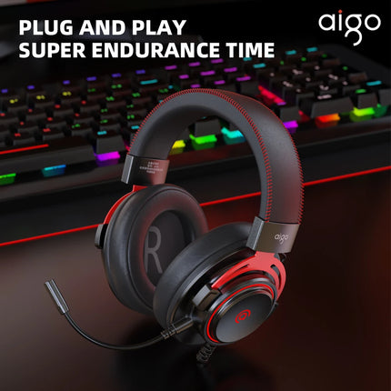 Aigo A700 Gaming Wired Headphone W/ HD Mic Scalable Virtual 7.1 Channel Sound Recognition 50mm Dynamic Headset for Esports FPS