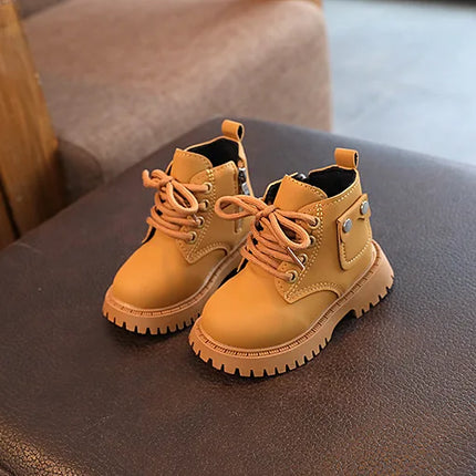 Children's Fashion Front Lace Up Soft Sole Anti Slip Warm Snow Boots Girls' Plush Casual Cotton Shoes