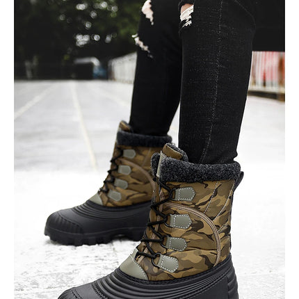 Winter Mid-calf Duck Boots for Men Warm Outdoor Snow Boots Waterproof Hunting Boots Working Boots Mens Camouflage Outdoor Shoes