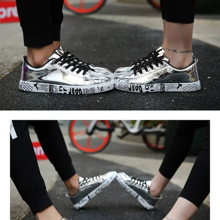 Couple Gold Silver Jogging Sneakers Men Hip Hop Casual Unisex Shoes Tennis Women Running Trainers Clunky Streetwear Footwear