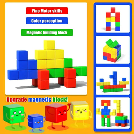 Magnetic cube tile children's toys, magnetic modeling building toys for toddlers, preschool learning, sensory STEM toys, creativ