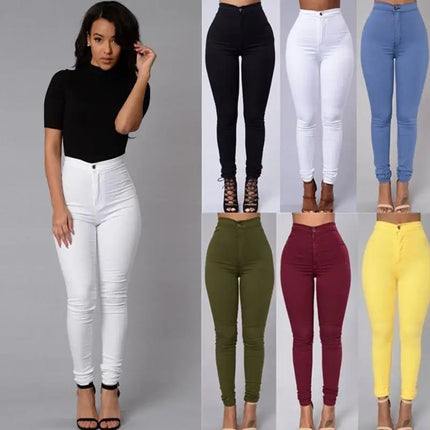 Hot Women Pencil Stretch Slim Denim Skinny Jeans Pants High Waist Jeans Trousers