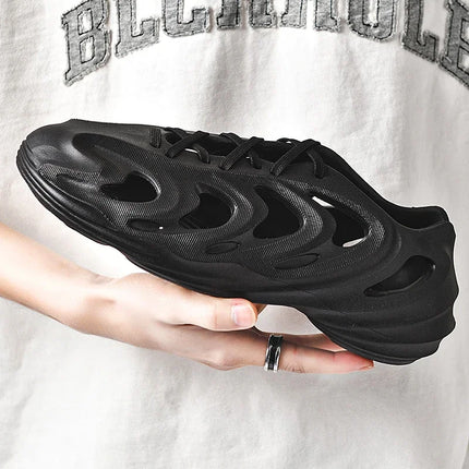 Summer Men's Classic Hollow Sandals Anti slip Beach Hole Shoes Lace up Sports Sandals Outdoor Lightweight Water Garden Shoes