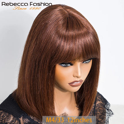 Rebecca Human Hair Wigs For Women Straight Bob Peruvian Hair Wigs Omber Blonde Brown Colored 3x1 Part Lace Wigs Real Woman Wigs