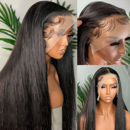 Malaysia Bone Straight 13*5*2 T Lace Wigs For Black Women 180% Density Silky Straight Transparent Human Hair Lace Front Wigs