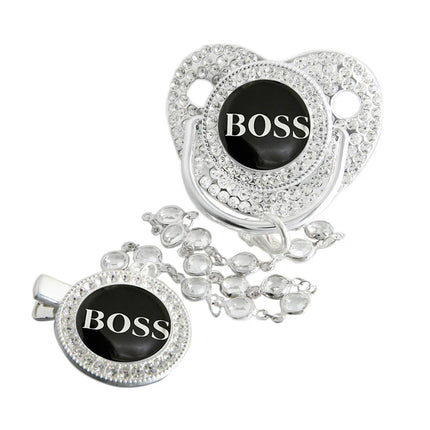 Bling Weaning Pacifier Luxury Baby Pacifier With Chain Clip Newborn Baby Dummy Soother Nipple With Gem