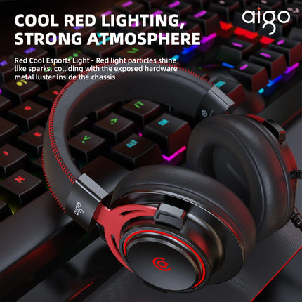 Aigo A700 Gaming Wired Headphone W/ HD Mic Scalable Virtual 7.1 Channel Sound Recognition 50mm Dynamic Headset for Esports FPS