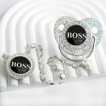 Bling Weaning Pacifier Luxury Baby Pacifier With Chain Clip Newborn Baby Dummy Soother Nipple With Gem