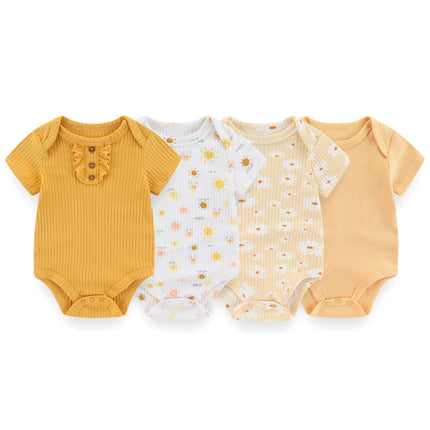4PCS/Lot Summer Unisex Baby Boy Girl Bodysuits Short Sleeve Infant Onesies First Christmas Baby Clothes