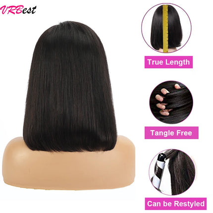 13x4 HD Transparent Straight Lace Frontal Wigs 12A Bob Wig Pre Plucked Glueless Full Lace Front Human Hair Wigs For Black Women
