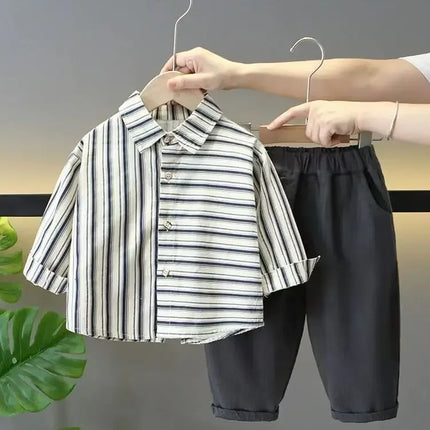 2-10Y Boys Clothing Set 2025 New Handsome Casual Spring and Autumn Baby Children's Vest T-shirt Pants 3 Piece Set Kids Outfits