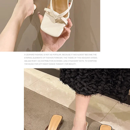 Flip-flops, Women Wear 2024 New Summer Half - Toe Sandals, Fashion Casual Mid-heel Chunky Sandals, Women's Shoes