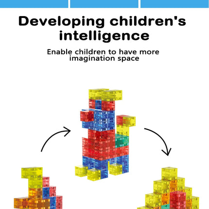 Magnetic cube tile children's toys, magnetic modeling building toys for toddlers, preschool learning, sensory STEM toys, creativ