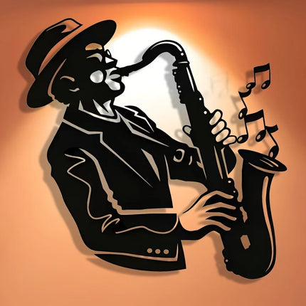 Elegant Saxophone Metal Wall Art - Minimalist Christmas Design, Perfect for Home & Office Decor, Living Room, Bedroom Decor