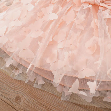 0-3-year-old newborn baby girl summer pink sleeveless lace round neck lace butterfly mesh lovely dress party