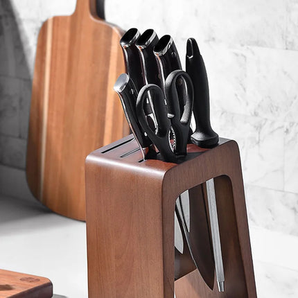 Thick Ebony Wood Kitchen Knife Holder Santoku Cleaver Storage Knife Rack Durable Knife Block Desktop Knife Stand Accessories