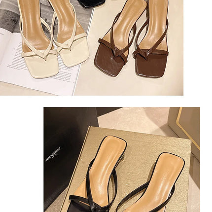 Flip-flops, Women Wear 2024 New Summer Half - Toe Sandals, Fashion Casual Mid-heel Chunky Sandals, Women's Shoes