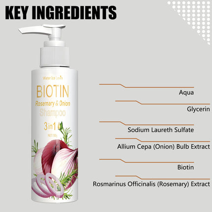 Biotin Rosemary Onion Shampoo, 72-Hour Oil Control, Soft and Shiny, Say Goodbye to Dry and Greasy Hair, Hair Care and Scalp Care