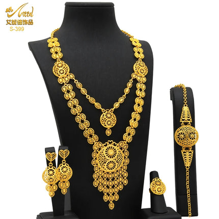 ANIID Indian 24K Gold Color Necklace Set Nigerian Party Bridal Wedding Ethiopian Luxury Dubai Jewelry Wholesale 2024 New Gifts