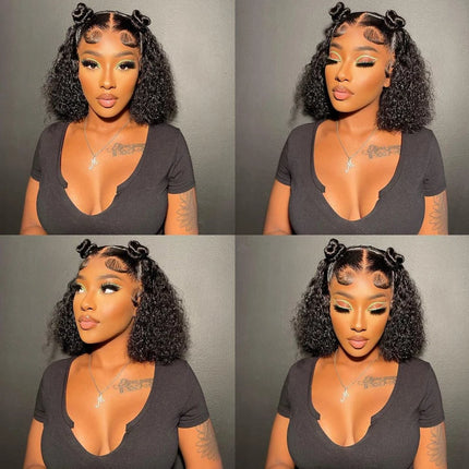 Short Curly Bob Lace Front Human Hair Wigs PrePluck With Baby Hair Brazilian Deep Wave Frontal Wig For Women Water Wave Lace Wig