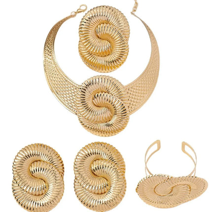 Trendy Exaggeration Bohemian Ocean Wind Party Geometric Sea Snail Symbol Necklace Earrings Bracelet Ring Set Jewelry Accessories