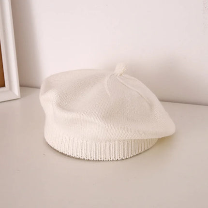 Fashion Baby Knitted Beret Hat Solid Color Children's Warm Hats Autumn Winter Painter Cap For Girls Kids Bonnet Accessories