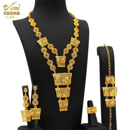 ANIID Indian 24K Gold Color Necklace Set Nigerian Party Bridal Wedding Ethiopian Luxury Dubai Jewelry Wholesale 2024 New Gifts
