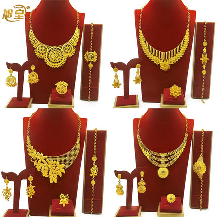 Brazilian 24K Gold Color Jewelry Sets For Women Wedding Dubai Necklace Earrings Nigerian Indian Bridal Set Party Gifts Wholesale