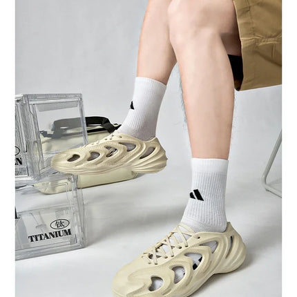 Summer Men's Classic Hollow Sandals Anti slip Beach Hole Shoes Lace up Sports Sandals Outdoor Lightweight Water Garden Shoes