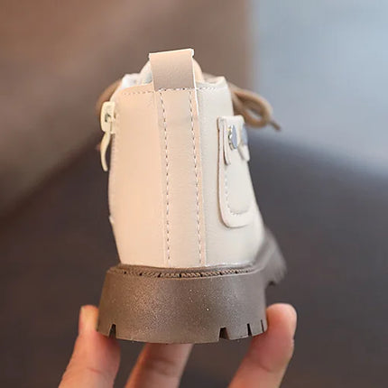 Children's Fashion Front Lace Up Soft Sole Anti Slip Warm Snow Boots Girls' Plush Casual Cotton Shoes