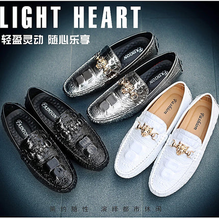 2024 New Stylish Men Big Size 39-48 Casual Moccasins Shoes White Silver Male Formal Business Office Shoes Party Moccasin Loafers