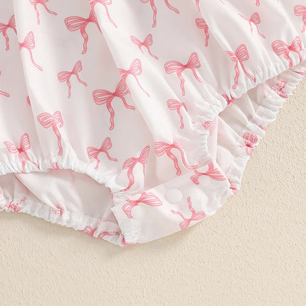 6M-18M Toddler Baby Girl Birthday Outfit Smocked Birthday Girl Embroidery Romper Bow Print Bodysuit Summer Outfit