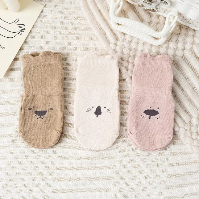 3Pairs/Lot Cartoon Baby Socks Infant Newborn Anti-Slip Cotton Floor Socks For Girls Boys Cute Unisex Rubber Grips Toddler Socken