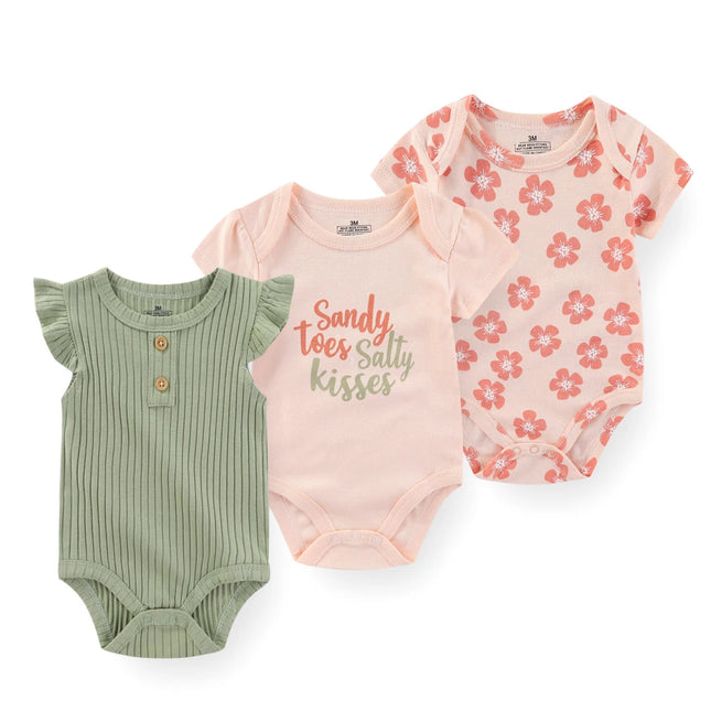 Kiddiezoom 3 Pcs Summer Fashion Cartoon Baby Boy Girl Bodysuits Soft Newborn Onesies Clothing
