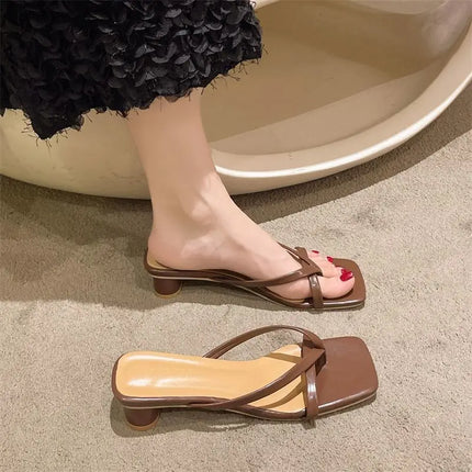 Flip-flops, Women Wear 2024 New Summer Half - Toe Sandals, Fashion Casual Mid-heel Chunky Sandals, Women's Shoes