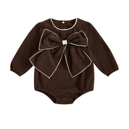 Baby Clothing  Girls Cute 3D Bow Rompers Toddler Infant Solid Long Sleeve Jumpsuits Newborn Autumn Clothes