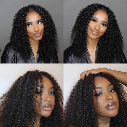 Afro Kinky Curly V Part Human Hair Wigs 30 Inch Machine Made Wig Upgrade V Part Wigs Glueless Full Head Clip In Half Wigs
