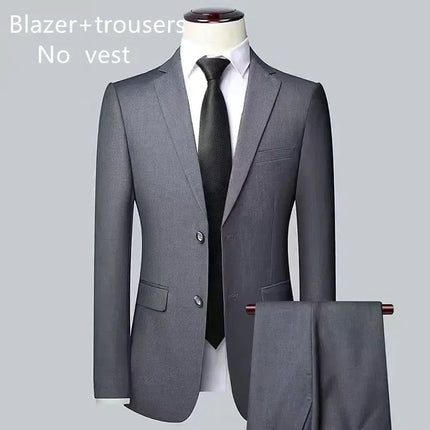 Men's Solid Color Business Suit 2025 High Quality Fashion Banquet Wedding Trend Groom Best Man Single 3/2/1