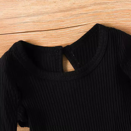 Newborn baby girl summer bubble sleeve bag buttocks triangle sweater full print+flared pants