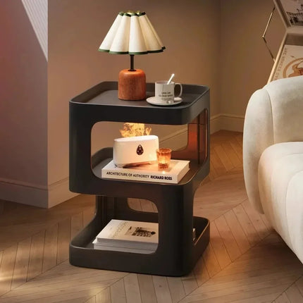 Simple Modern Bedside Side Table Space-Saving Multi-Functional Home Storage Rack Creative Stylish Removable 2-Tier Storage Table