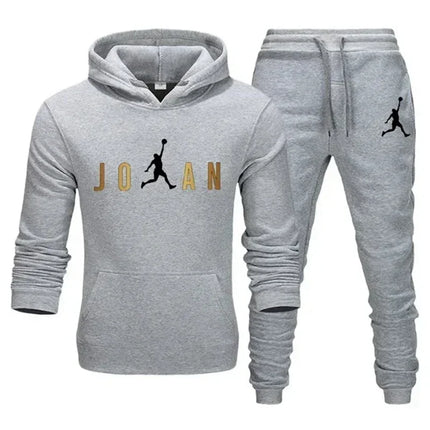 Men's fashionable casual sportswear, outdoor fitness jogging set, autumn and winter pullover hoodie + sweatpants two-piece set