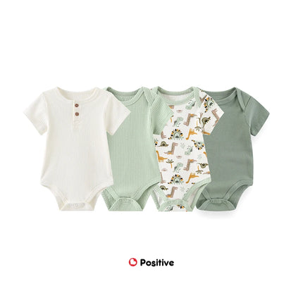 4PCS/Lot Summer Unisex Baby Boy Girl Bodysuits Short Sleeve Infant Onesies First Christmas Baby Clothes